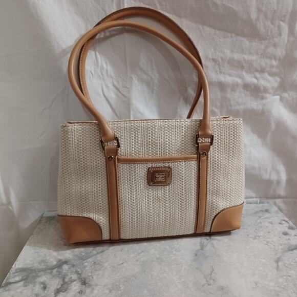 Liz Claiborne Shoulder Bag Purse Cream Weave Satchel - Picture 1 of 9